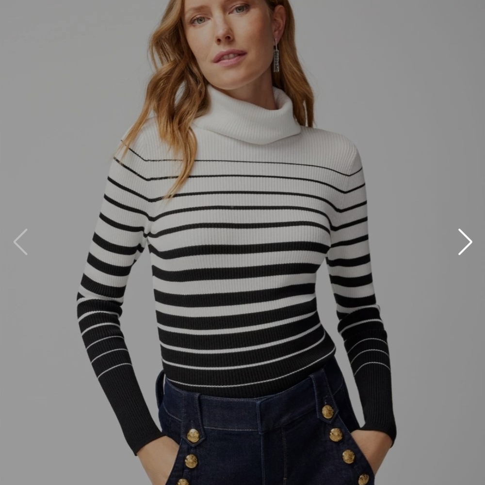 White House Black Market Black and White Cowl Turtleneck Sweater (11)